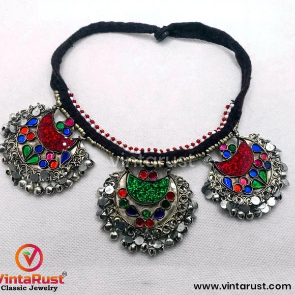 Tribal Chand Bali Kuchi Choker Necklace - Picture 2 of 6
